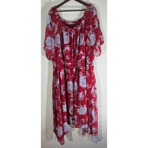 Tommy Hilfiger Red Blue lined Dress Sz 20W 2X Plus Woman Comfy Business